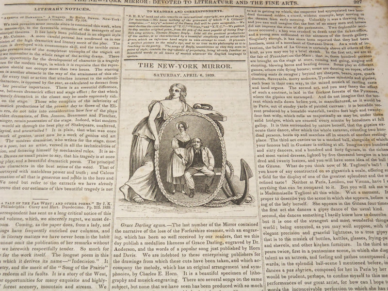 1838-1839 NEW YORK MIRROR AND LADIES GAZETTE BOUND VOLUME - ENGRAVINGS - R 89R