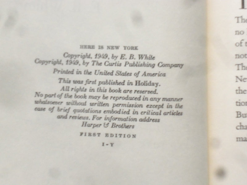 1949 HERE IS NEW YORK HARDCOVER BOOK BY E. B. WHITE - KD 8652