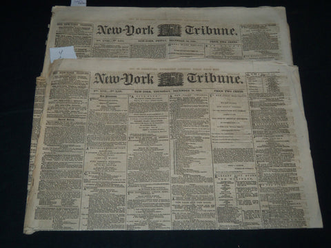 1858 DECEMBER 24 & 30 NEW YORK TRIBUNE NEWSPAPER LOT OF 2 - NP 4171