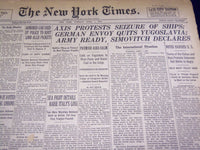 1941 APRIL 1 NEW YORK TIMES - AXIS PROTESTS SEIZURE OF SHIPS - NT 1358