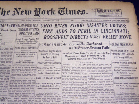 1937 JAN 25 NEW YORK TIMES - OHIO RIVER FLOOD DISASTER GROWS - NT 429