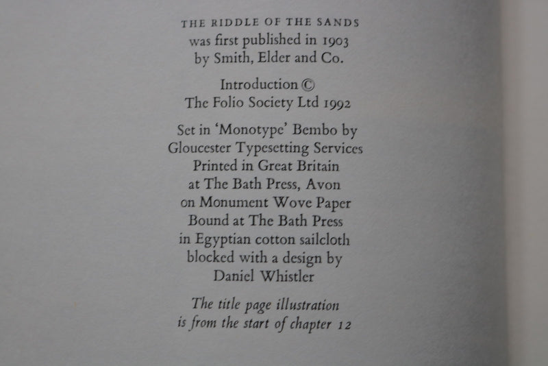 1992 THE RIDDLE OF THE SANDS HARDCOVER BOOK BY ERSKINE CHILDERS - KD 9671