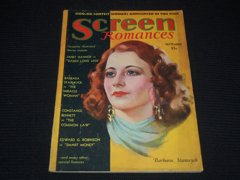 1931 SEPTEMBER SCREEN ROMANCES MAGAZINE - BARBARA STANWYCK - E 16369
