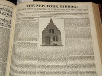 1832-1833 NEW YORK MIRROR AND LADIES GAZETTE BOUND VOLUME - ENGRAVINGS - R 89L