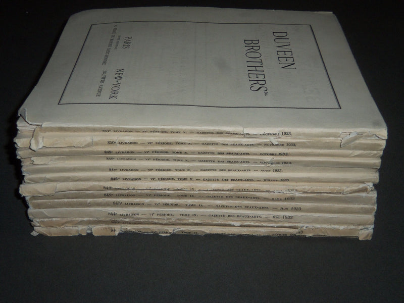 1933 GAZETTE DES BEAUX-ARTS FRENCH MAGAZINE LOT OF 12 - COMPLETE YEAR - O 3032