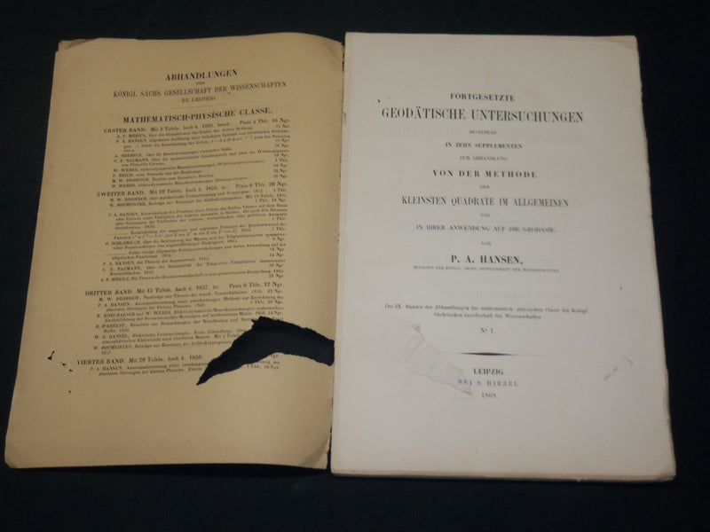 1868 FORTGESETZTE GEODATISCHE UNTERSUCHUNGEN GERMAN BOOK BY P. A HANSEN - J 5893