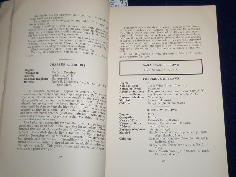 1919-1920 DARTMOUTH REPORTS OF CLASS OF 1905 LOT OF 2 ISSUES - K 508