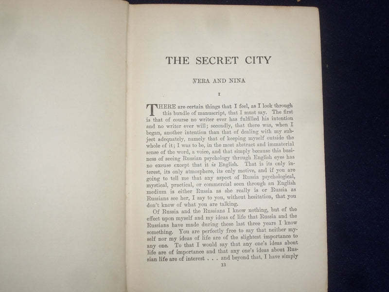 1919 THE SECRET CITY HARDCOVER BOOK BY HUGH WALPOLE - KD 9044