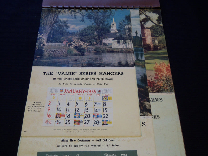 1955 THE GEORGE WASHINGTON HANGERS CALENDAR SALESMAN SAMPLE SHEETS BOOK - C 21