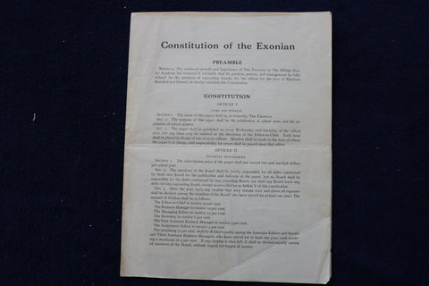 1917 CONSTITUTION OF THE EXONIAN - PHILLIPS EXETER ACADEMY - K 1617