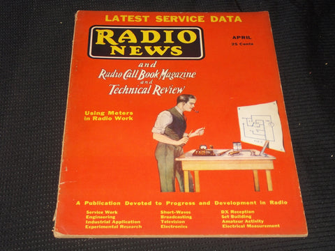 1933 APRIL RADIO NEWS MAGAZINE - USING METERS FRONT COVER - E 5197