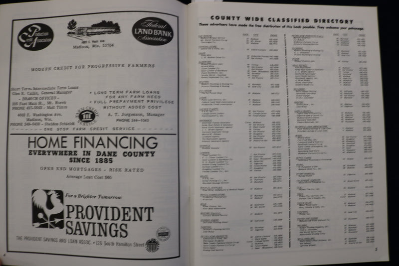 1968 DANE COUNTY WISCONSIN FARM PLAT BOOK AND DIRECTORY- SOFTCOVER - K 1429