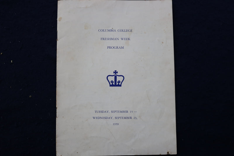 1959 COLUMBIA COLLEGE FRESHMAN WEEK PROGRAM SOFTCOVER PROGRAM - K 924