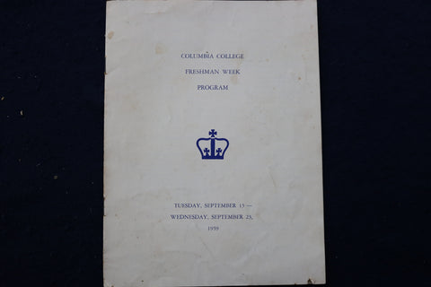 1959 COLUMBIA COLLEGE FRESHMAN WEEK PROGRAM SOFTCOVER PROGRAM - K 924