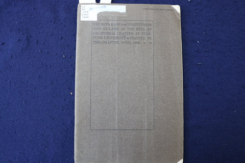 1909 STANFORD UNIVERSITY PHI BETA KAPPA SOFTCOVER BOOK - K 1362