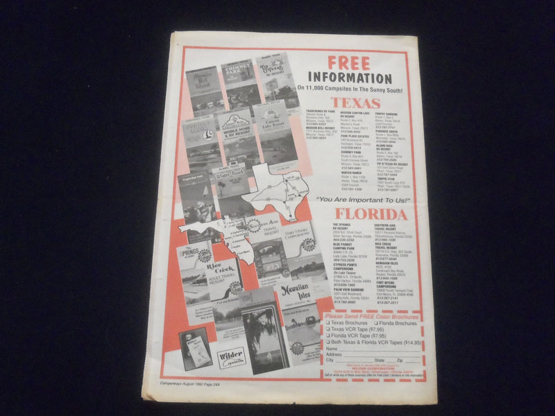 1992 AUGUST WOODALL'S CAMPERWAYS NEWSPAPER - HIKING APPALACHIAN TRAIL - NP 6145