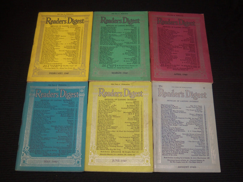 1940 READER'S DIGEST MAGAZINES LOT OF 10 ISSUES - WR 631H