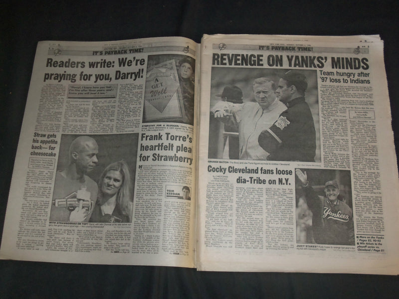 1998 OCTOBER 5 NEW YORK POST NEWSPAPER - YANKEES TRY TO DEFEAT INDIANS- NP 4110