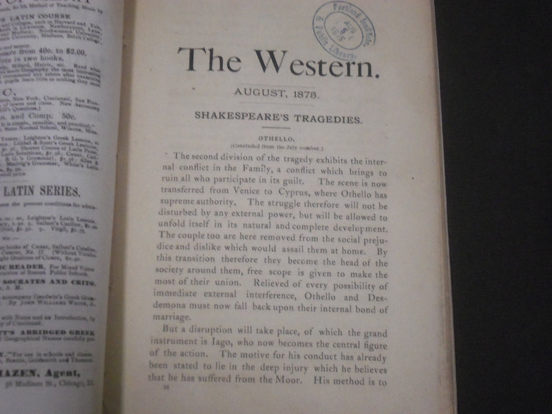 1875 AUGUST THE WESTERN MAGAZINE - LITERATURE, EDUCATION, & ART - ST 4450