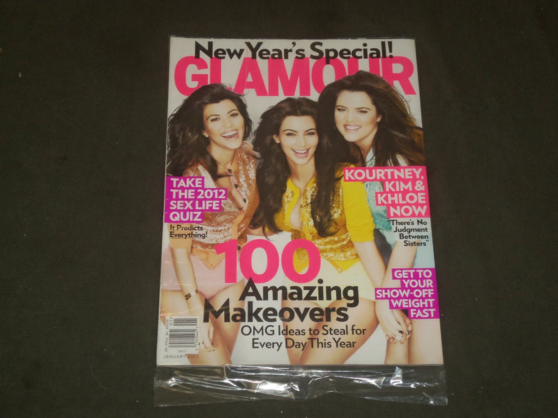 2012 JANUARY GLAMOUR MAGAZINE - KOURTNEY, KIM & KLOE KARDASHIAN COVER - B 3209