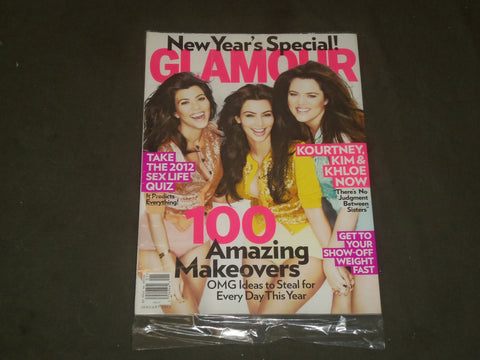 2012 JANUARY GLAMOUR MAGAZINE - KOURTNEY, KIM & KLOE KARDASHIAN COVER - B 3209