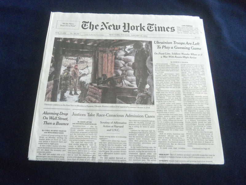 2022 JANUARY 25 NEW YORK TIMES - UKRAINE TROOPS ARE LEFT TO PLAY A GUESSING GAME