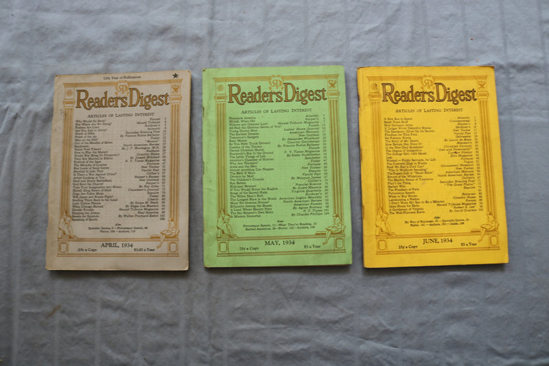 1934 READER'S DIGEST MAGAZINE - LOT OF 12 - COMPLETE YEAR - O 3341