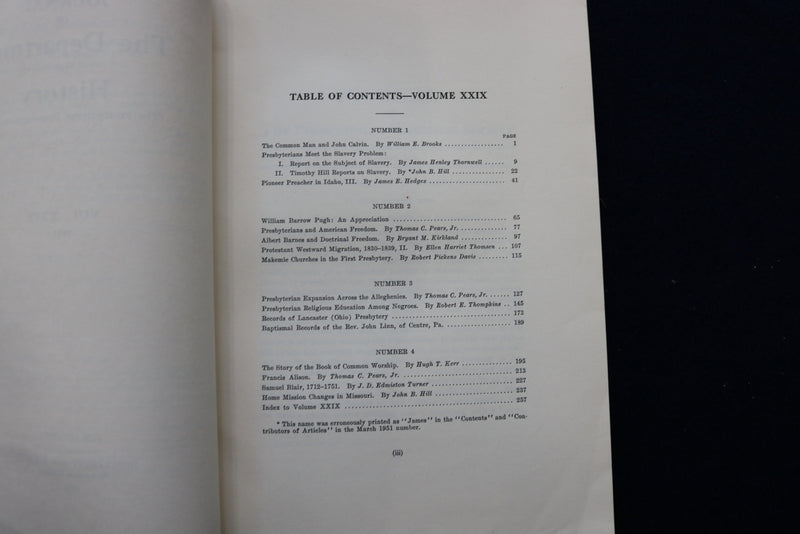 1951-1952 PRESBYTERIAN HISTORICAL SOCIETY BULLETIN - LOT OF 4 - O 3401