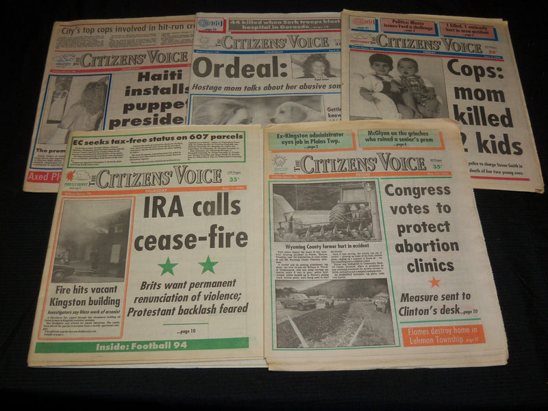 1988-1999 CITIZENS'VOICE NEWSPAPERS LOT OF 53 - WILKES BARRE, PA - NP 2703A