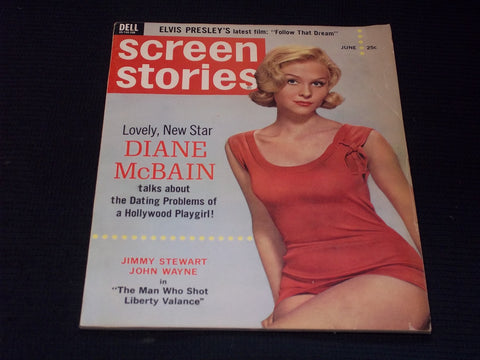 1962 JUNE SCREEN STORIES MAGAZINE - DIANE MCBAIN FRONT COVER - E 14102