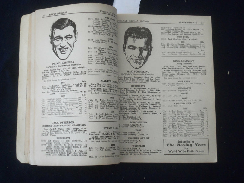 1936 EVERLAST BOXING RECORD BOOK - J 6495