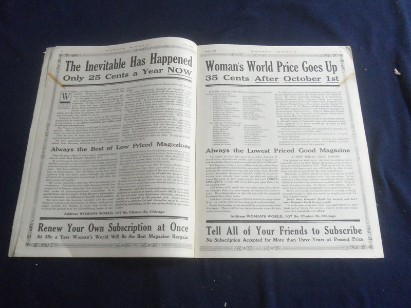 1912 JULY WOMAN'S WORLD MAGAZINE - NICE ILLUSTRATED COVER - SP 6749G