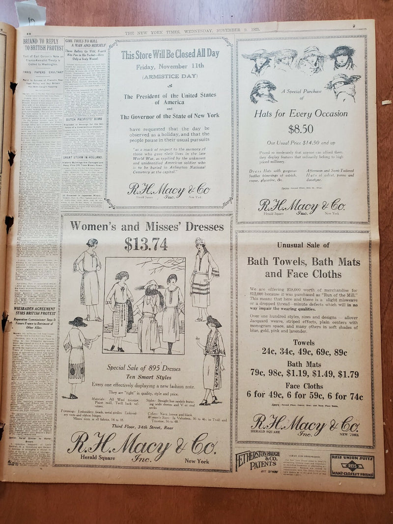 1921 NOVEMBER 9 NEW YORK TIMES NEWSPAPER - MAYOR HYLAN IS RE-ELECTED - NT 8020