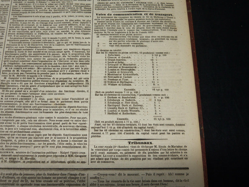 1840 JANUARY-JUNE LA PRESSE FRENCH NEWSPAPER BOUND VOLUME - SCIENCE - KD 1279G