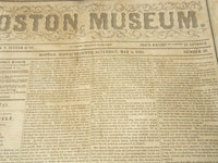 1851 MAY 3 THE BOSTON MUSEUM NEWSPAPER - AARON STEELE - SPANISH FLY - NP 9025