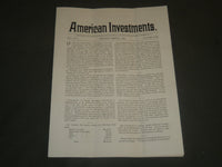 1900 MARCH AMERICAN INVESTMENTS NEWSPAPER VOLUME 1 NO. 3 - BUFFALO - NP 4249