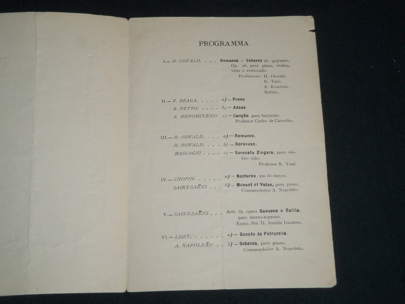 1906 AUGUST 6 PALACIO ITAMARATY PROGRAMMA DO CONCERTO - RIO DE JANEIRO - J 4322