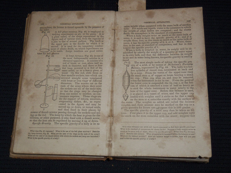 1836 ELEMENTS OF CHEMISTRY BOOK BY J. L. COMSTOCK, M. D. - 19TH EDITION - J 8121