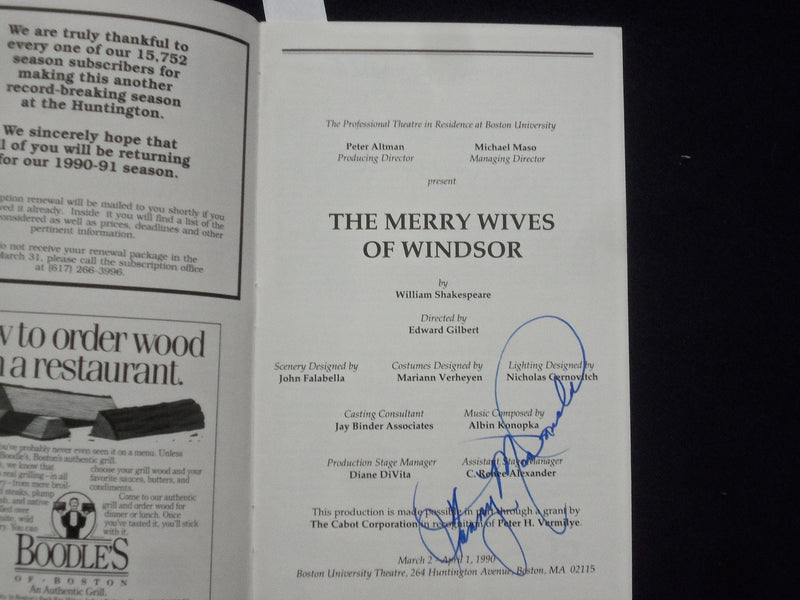 1990 THE MERRY WIVES OF WINDSOR PROGRAM -LOT OF 2- TAMMY MCDONALD+2 SIGS- J 9708