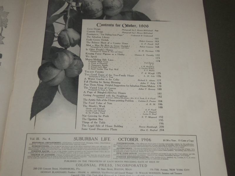 1906 OCT SUBURBAN LIFE THE COUNTRYSIDE MAGAZINE - GREAT COVER & ADS - SP 9516