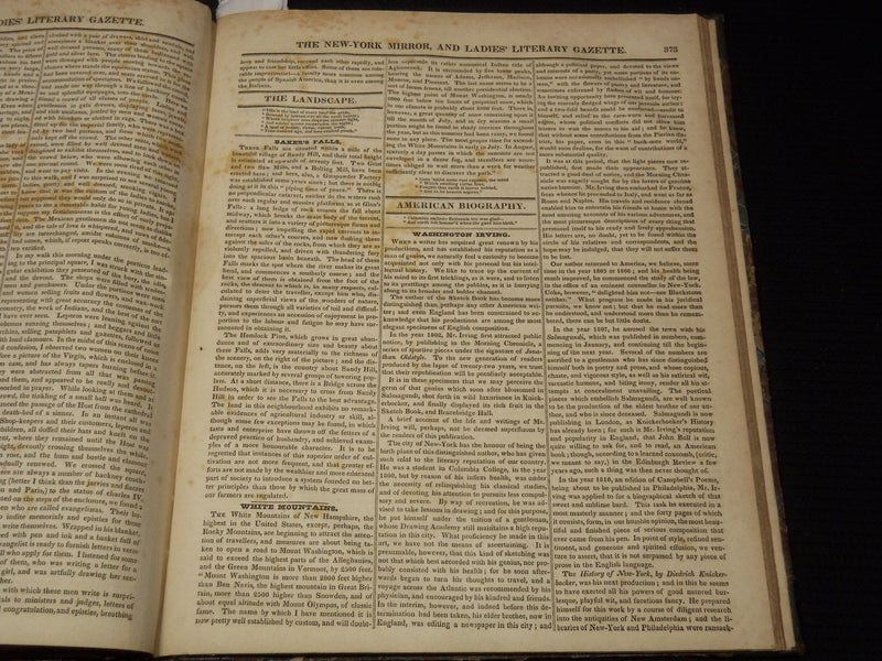 1823-1824 NEW YORK MIRROR AND LADIES GAZETTE BOUND VOLUME NO. 1 - R 89F