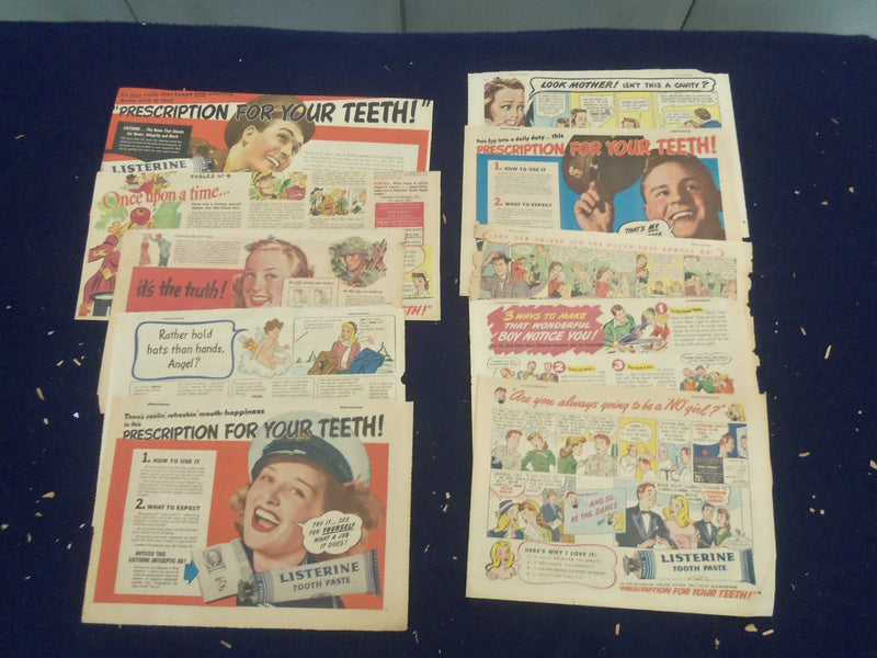 1930'S-1940'S TOOTHPASTE PRODUCTS COLOR COMICS ADS - LOT OF 20 - NP 5251