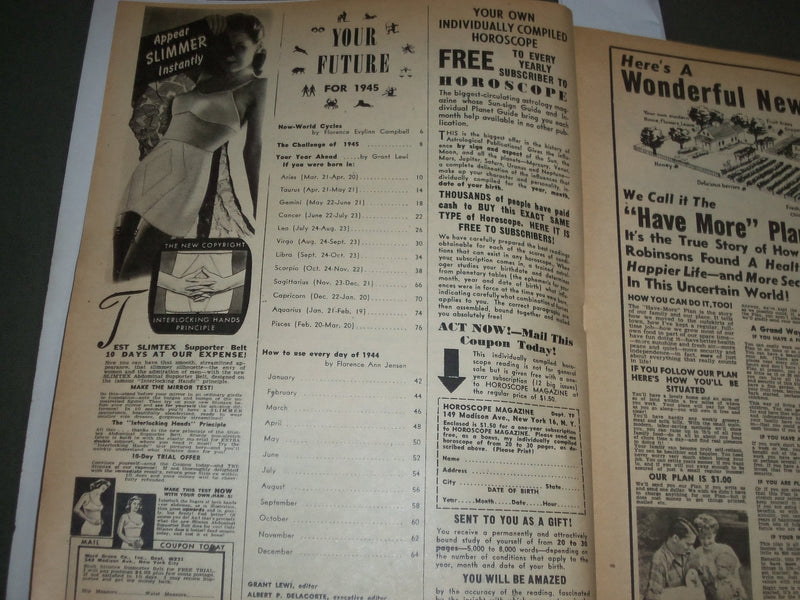1945 YOUR FUTURE MAGAZINE NO. 10 - GREAT COVER - YOUR YEAR AHEAD - SP 7196