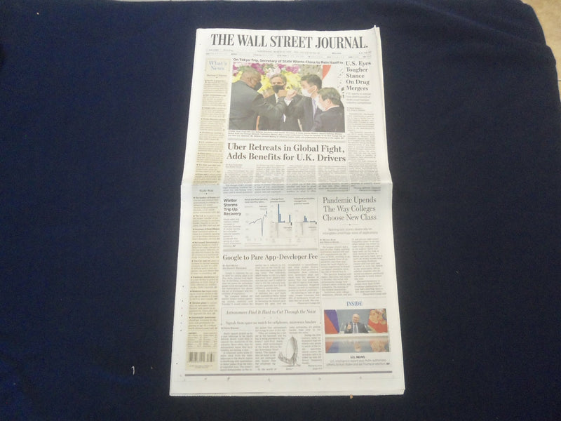 2021 MARCH 17 THE WALL STREET JOURNAL - U.S. EYES TOUGHER STANCE ON DRUG MERGERS