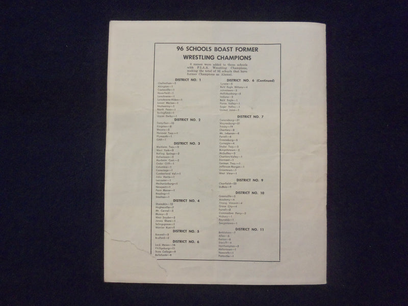 1971-1977 P.I.A.A. WRESTLING CHAMPIONSHIP PROGRAMS - LOT OF 9 - O 2136O