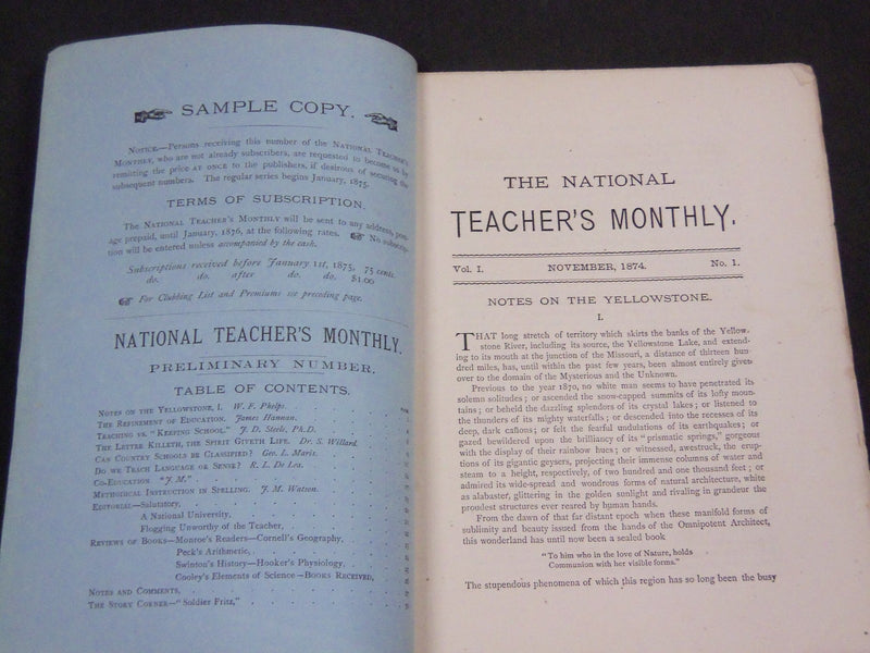 1874-1875 NATIONAL TEACHER'S MONTHLY MAGAZINE LOT OF 4 ISSUES - WR 438