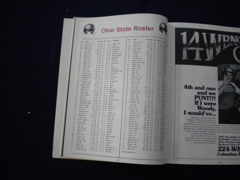 1978 NOV 11 FOOTBALL PROGRAM - OHIO STATE UNIV VS ILLINOIS STATE UNIV - SP 3624V
