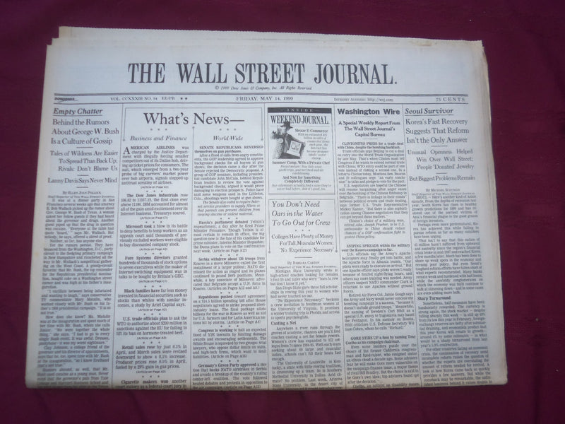 1999 MAY 14 THE WALL STREET JOURNAL - BEHIND RUMORS ABOUT GEORGE W. BUSH - WJ 22