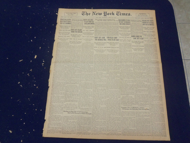 1922 MARCH 29 NEW YORK TIMES - RICKARD NOT GUILTY - NT 8322