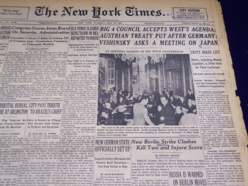 1949 MAY 24 NEW YORK TIMES - NEW GERMAN STATE SET UP - NT 3650